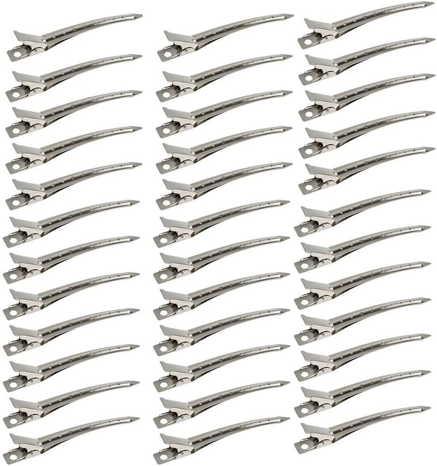 SOVYOULIVE 36 Pack Duck Bill Clips,Metal Duckbill Hair Clips with Holes, Rustproof Metal Alligator Curl Clips with Holes for Hair Styling image number 5