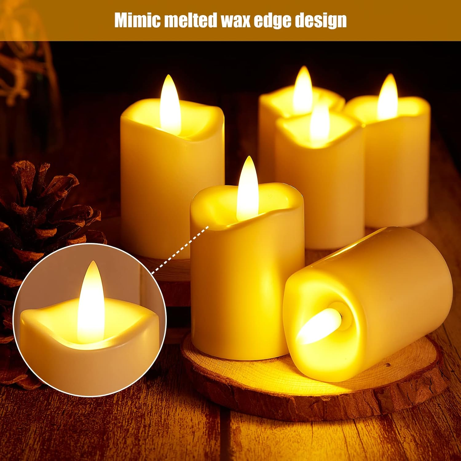 IMAGE Votive LED Candles with Timer, 12 Pcs Flameless Flickering Ivory Candles for Wedding, Halloween, Christmas Decor, Party and Home Decoration (Ivory White) image number 2