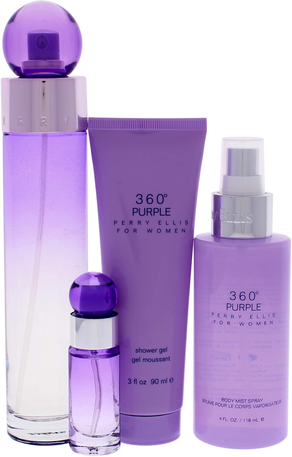 Perry Ellis Perry Ellis 360 Purple Gift Set - 3.4 Oz Eau De Parfum Spray + Mini Eau De Parfum Spray + 4 Oz Body Mist Spray + 3 Oz Shower Gel image number 2