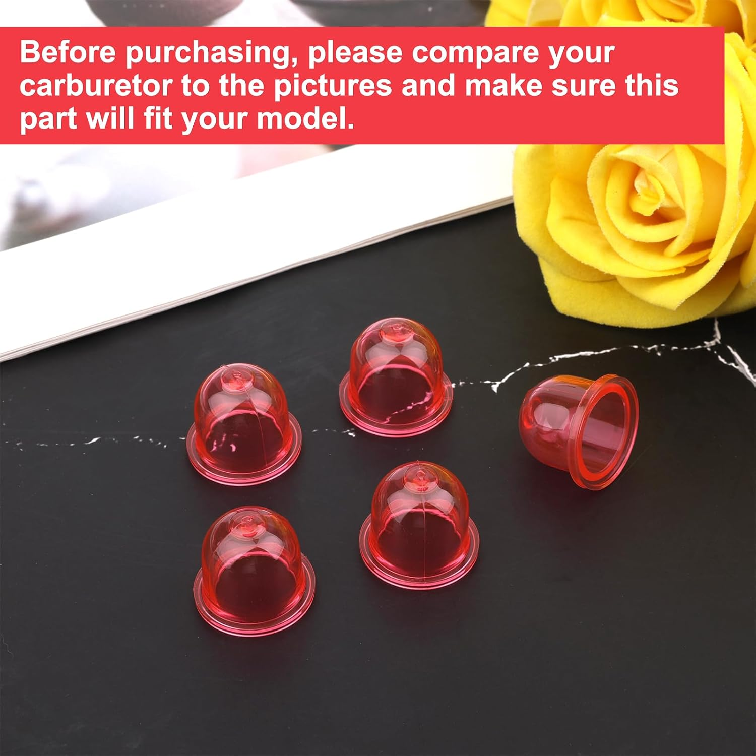 5Pcs Primer Bulb Carburetor, Red Carburetor Primer Bulbs Replacement Fuel Primer Bulb Compatible with Zama 0057003 0057004 0057025 for Trimmers& Leaf Blowers image number 5
