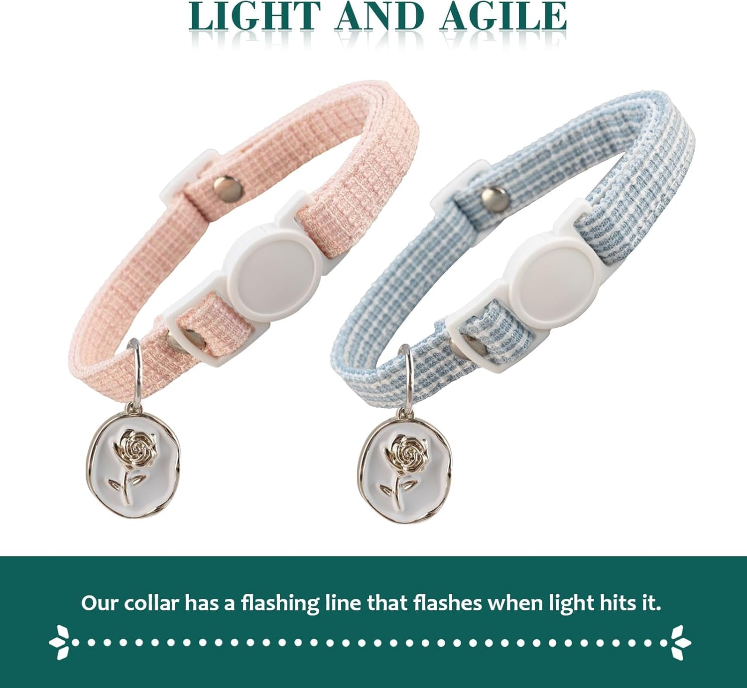 Chanel'S Style Cat Collar, Premium Kitten Collar, Elegant Cat Collar with a Rose Charm, Safety Adjustable Ideal for Girl Cat Boy Cat image number 5