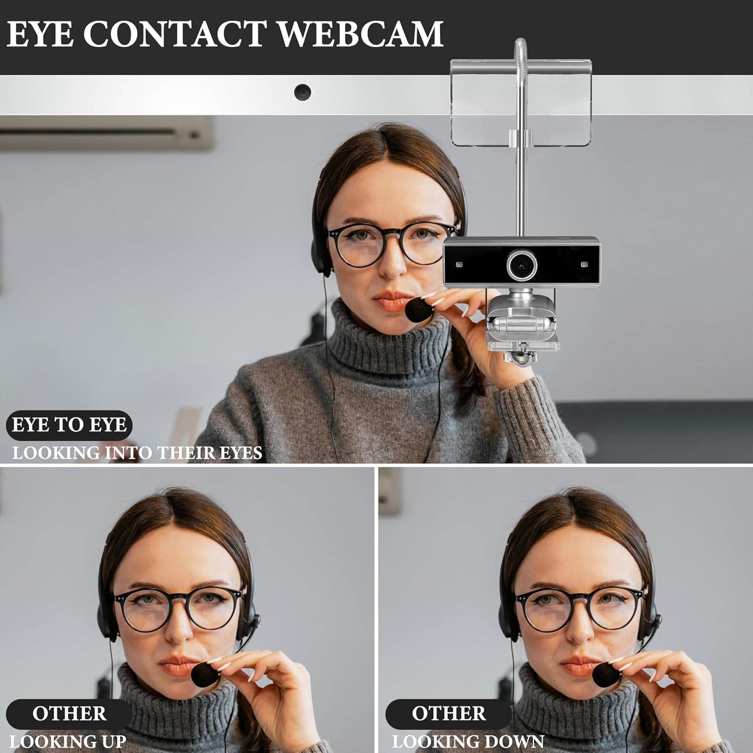 Geekria Acrylic Center Screen/Mid Webcam Stand, Place Webcam Anywhere on Monitor, Laptop Screen, Compatible with Logitech MX Brio, C920X, C922, C930 Webcams (Transparent)