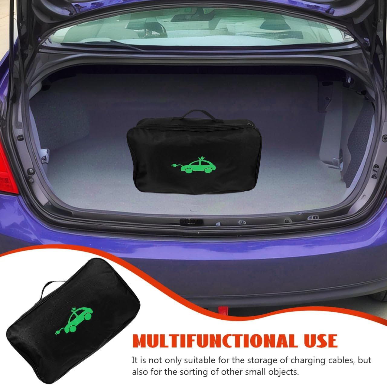 Mobestech Charging Cable Storage Bag for Electric Vehicle with Waterproof Oxford Cloth Fire-Resistant and Shockproof Design Large Capacity Portable Organizer for Car Use image number 4
