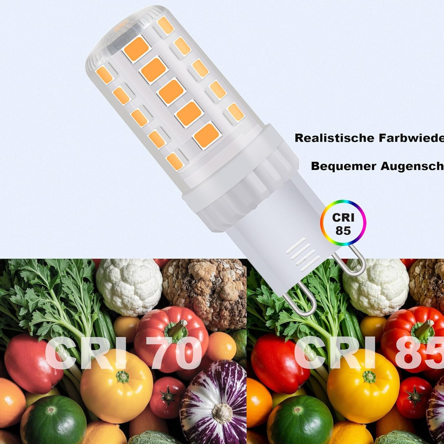 Ziefgn LED Bulb G9 Socket, Warm White (2700 K), Replacement for Conventional 40 W Bulbs, 220-240 V, Energy-Saving Small Bulb, Not Dimmable, Pack of 6