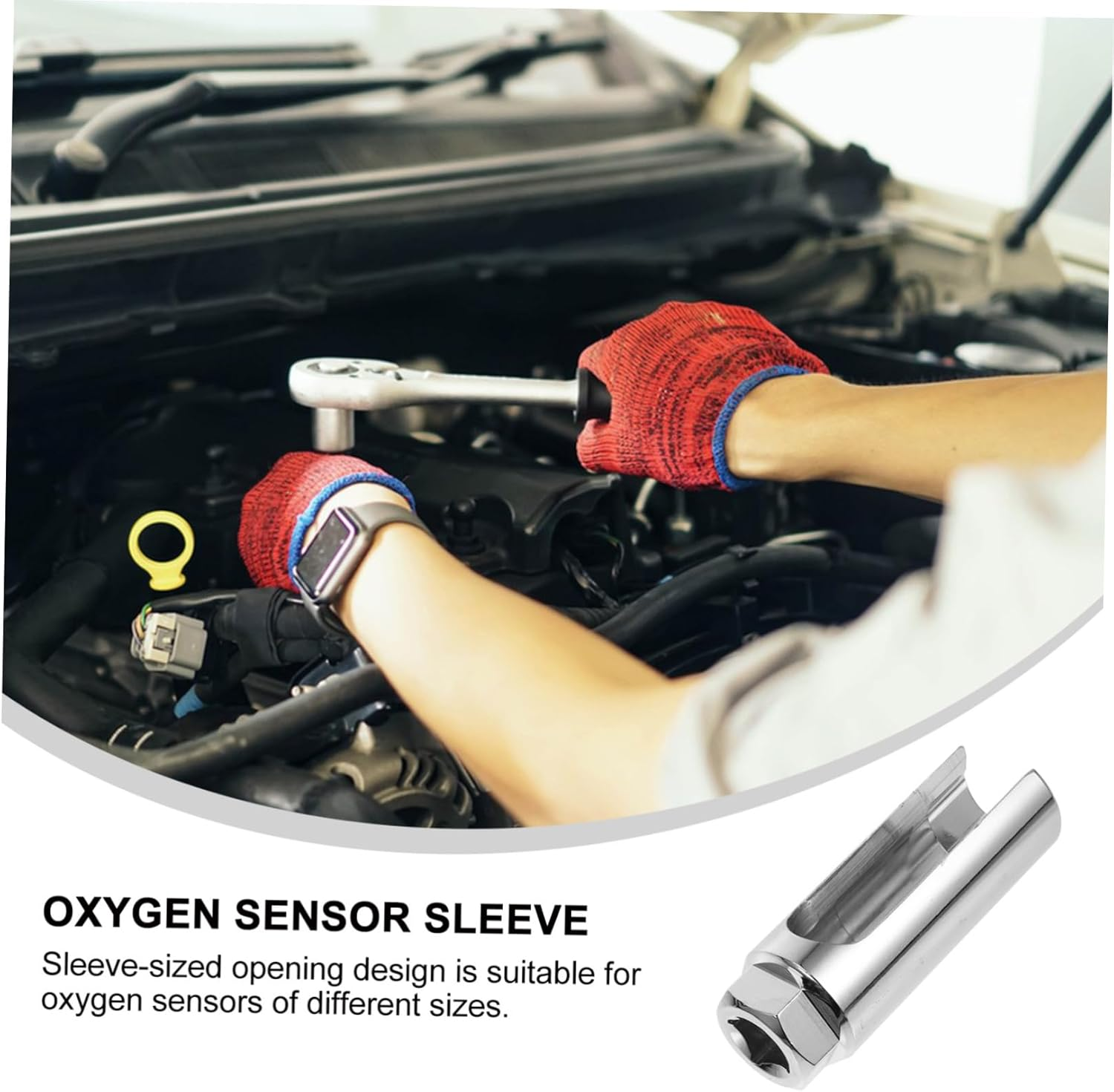 DECOMELODY O2 Sensor Socket Removal Tool 1/2 Inch Large Opening 9Cm White Auto O2 Sensor Removal Socket Compatible Universal Automotive Repair