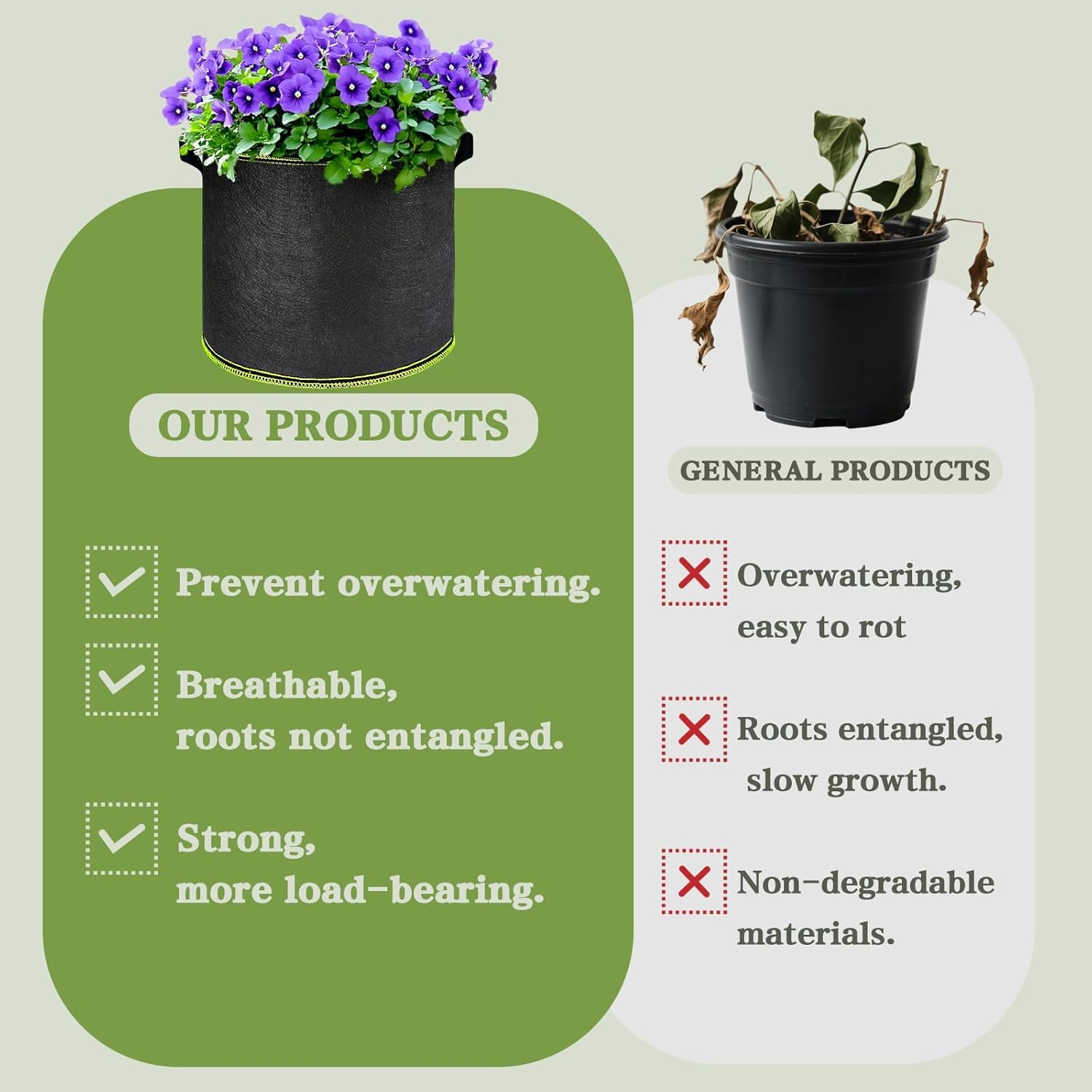 4-Pack 7 Gallon Grow Bags, Heavy Duty Plant Grow Bags with Handles, Flower Grow Bag, for Potato, Breathable Fabric Pots for Tomatoes, Vegetables, Flowers for Garden Planting(35X30Cm, Black)