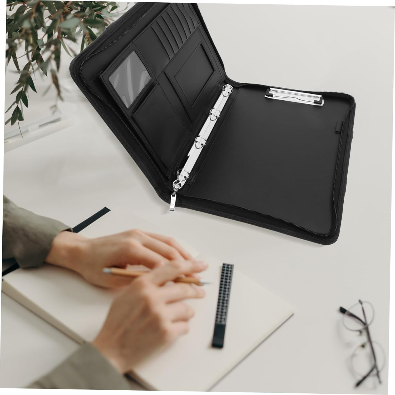 SECFOU Portable Zippered File Folder Organizer Multiple Compartments for Documents Magazines and Receipts Lightweight Storage Bag for Office School and Travel Use