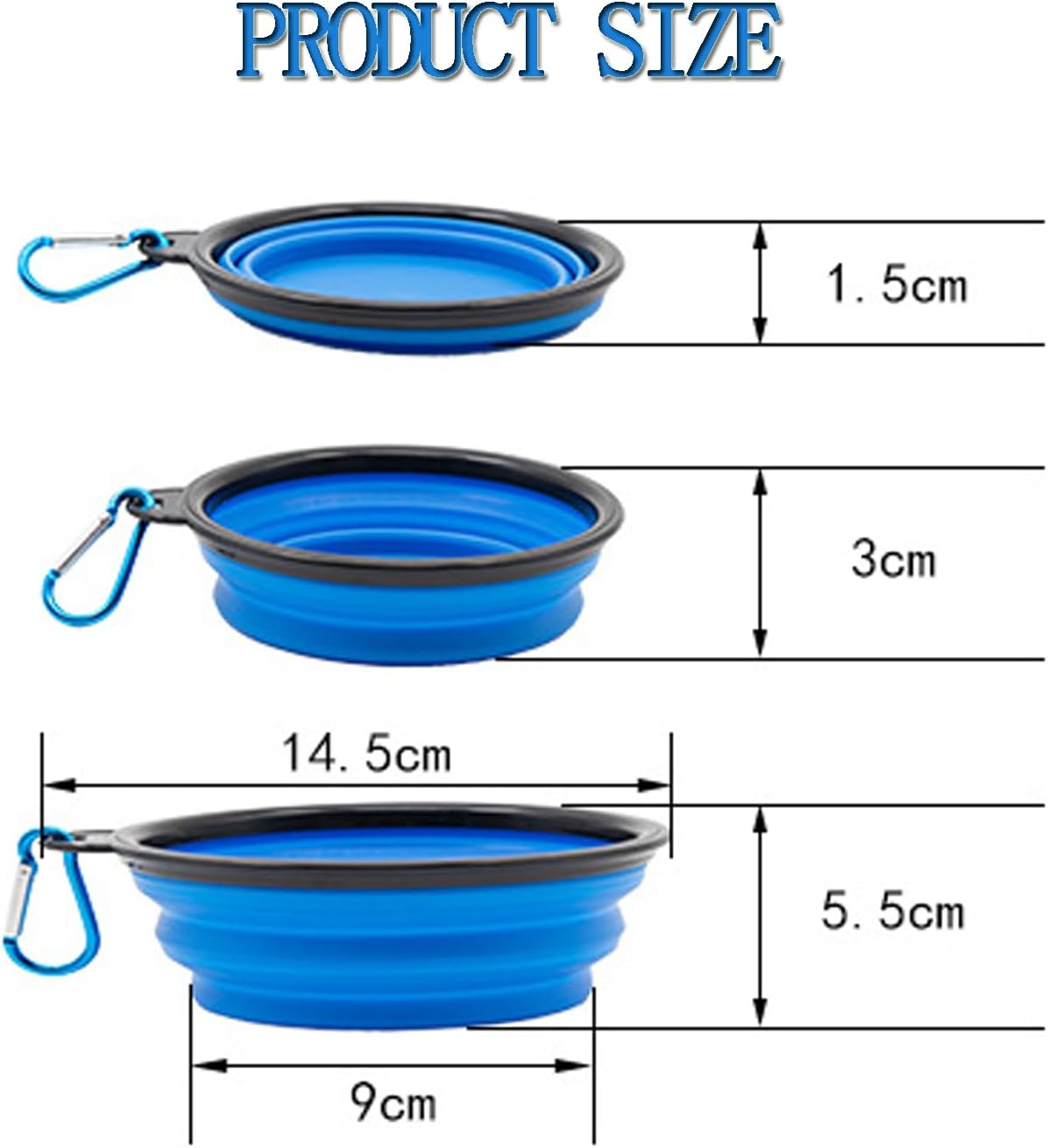 Dog Bowl,Pet Collapsible Bowls,2 Pack Portable and Foldable Pet Travel Bowls with 2 Carabiners,Collapsible Dog Water Feeding Bowls Dish for Dogs Cats and Small Animals (Blue+Green) image number 2