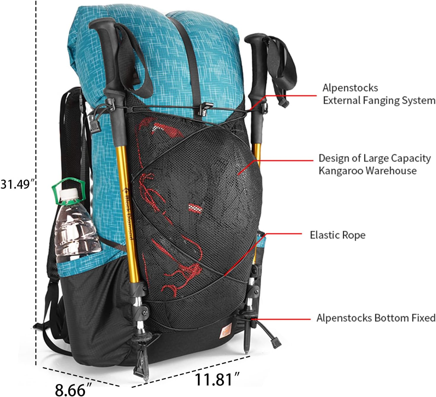 Windhike 3F UL GEAR 56L Internal Frame Hiking Backpack, Lightweight Breathable Pack-Fix Trekking Poles & Moisture-Proof Pads for Backpacking image number 1
