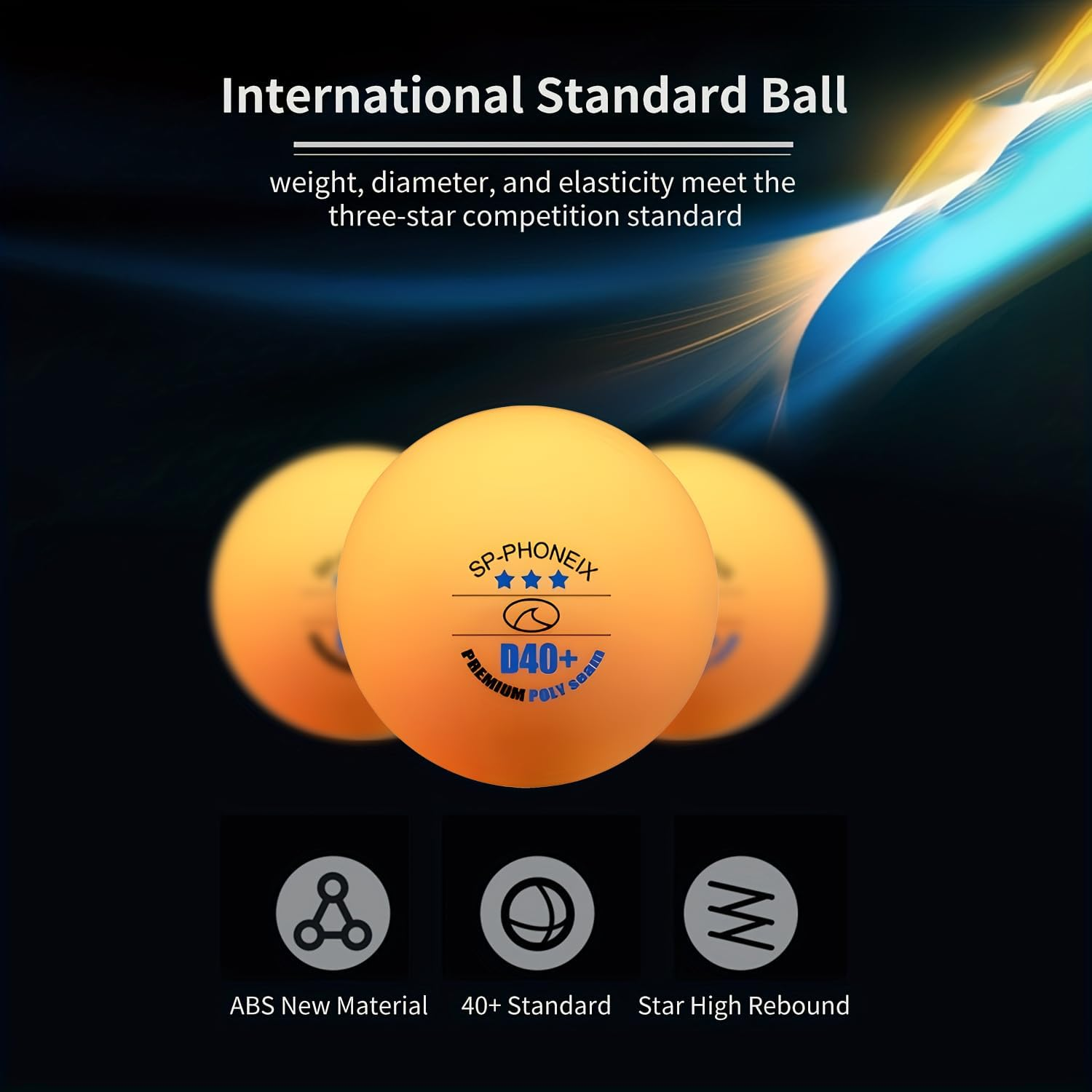 SPP 3 Star 6PCS Table Tennis Balls Professional Pingpong Ball Training Ball 40+ Ping Pong Balls for Competition and Recreational Play with a Bag - Orange image number 1