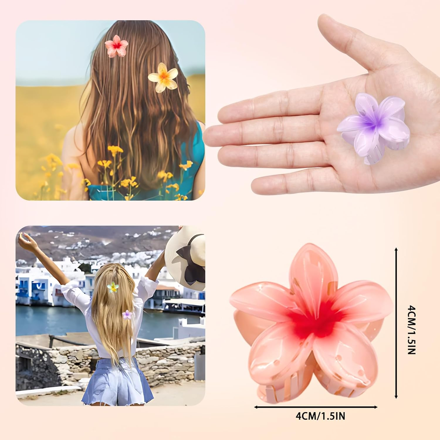 Pack of 12 Flower Hair Clips Small Hair Clip Flower for Women Girls Flower Hair Clip Flower Clips Hair Flowers Clip Hair Clips Women Thick Hair Styling Accessories (4 Cm) image number 3