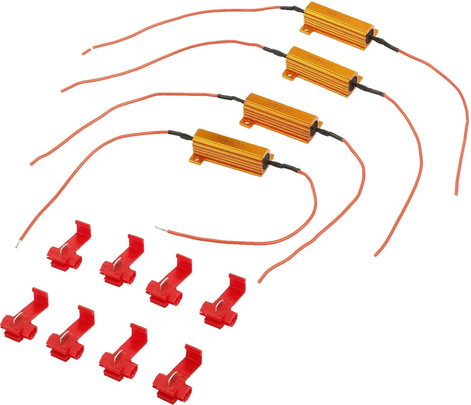 Anhoer 4 Pcs 50W 6Ohm 12V LED Load Resistor Fix LED Bulb Turn Signal Resistor Flasher Adaptor Flash Fix Error LED License Plate Lights image number 1