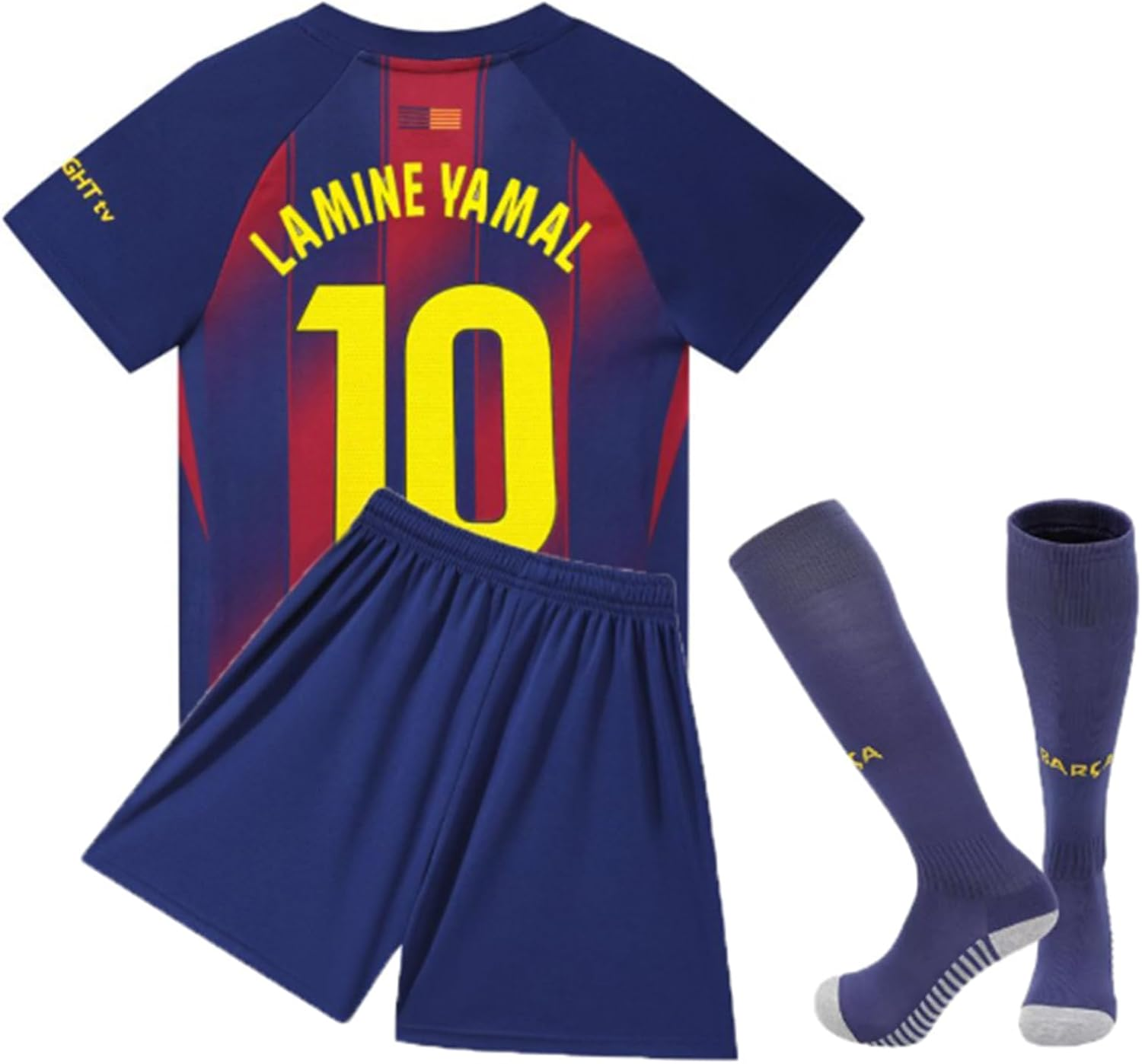 Barca 2025/2026 Lamine Yamal #10 Home Football Soccer Kids Jersey Shorts/Socks Set Youth Sizes