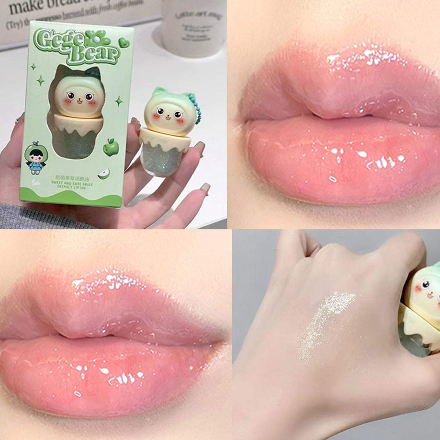 Baorder 4 Colours Shimmer Lip Gloss Set, Moisturising Lip Oil, Light, Sweet Lip Gloss, Fruit Flavoured, Moisturising Glass Lip Gloss Oil Set Makeup image number 1