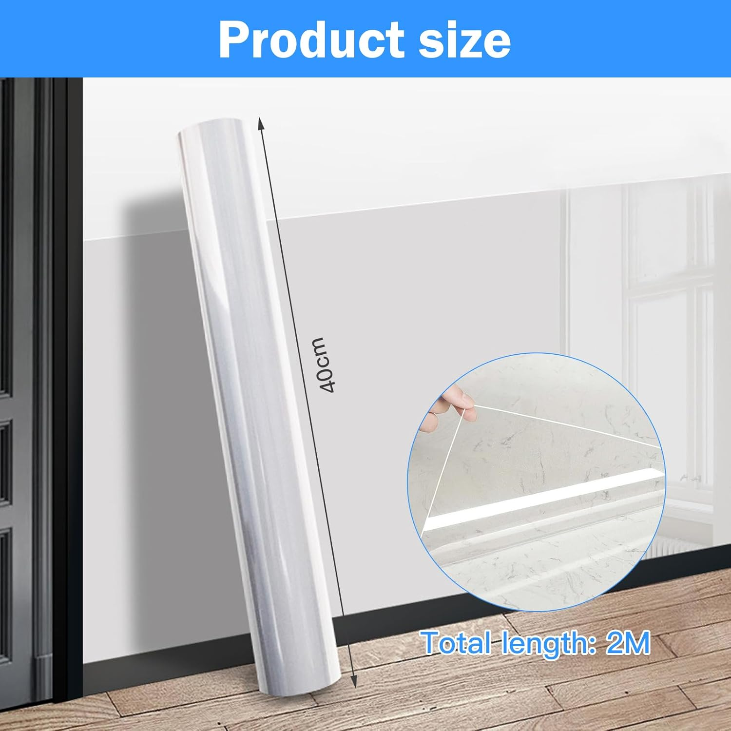 Wall Protection Film, Self-Adhesive, 40 Cm X 200 Cm, Elephant Skin, Electrostatic, Transparent Self-Adhesive Cat Furniture Protection, Splash Guard Wall for Kitchen, Furniture, Office (40 Cm X 2 M) image number 1