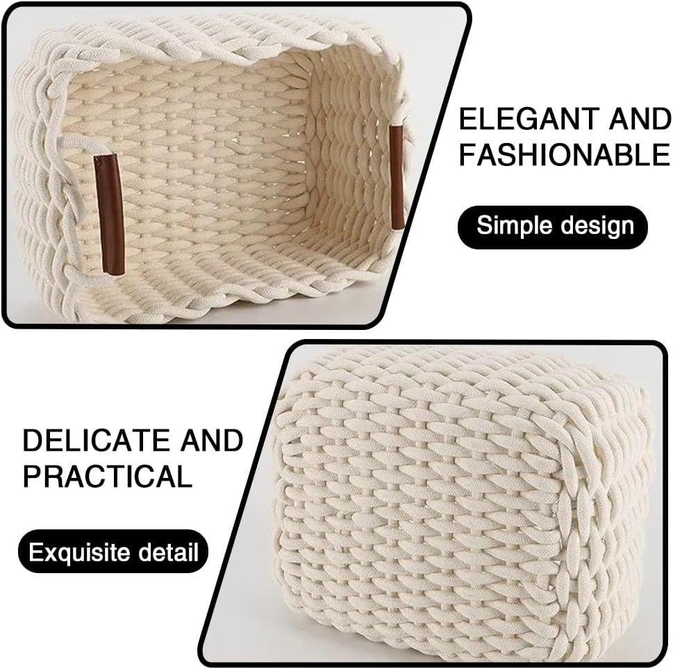 3-Pack Cotton Rope Baskets, Woven Basket for Organizing,Decorative Storage Bins, Rope Storage Shelf Basket for Shelves, Home Decor, Room, Storage, Closet, Toys image number 3