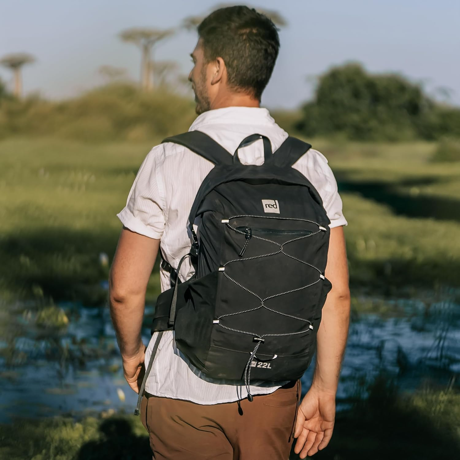 Red Original 22L & 35L Lightweight Waterproof Backpack - All Weather, Walking, Boating, Cycling, Hiking, Camping, Beach image number 5