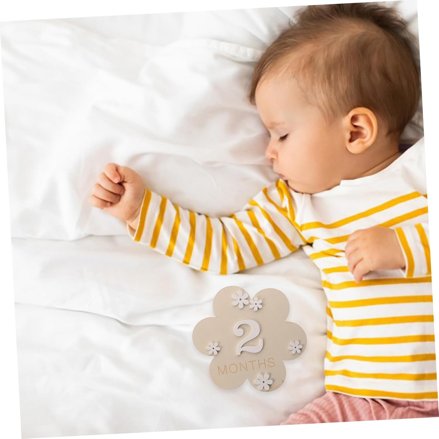 2Pcs Wood Milestone Discs for Newborn Photos Month Cards Birth Announcements Shower Props for Monthly Growth Record image number 6