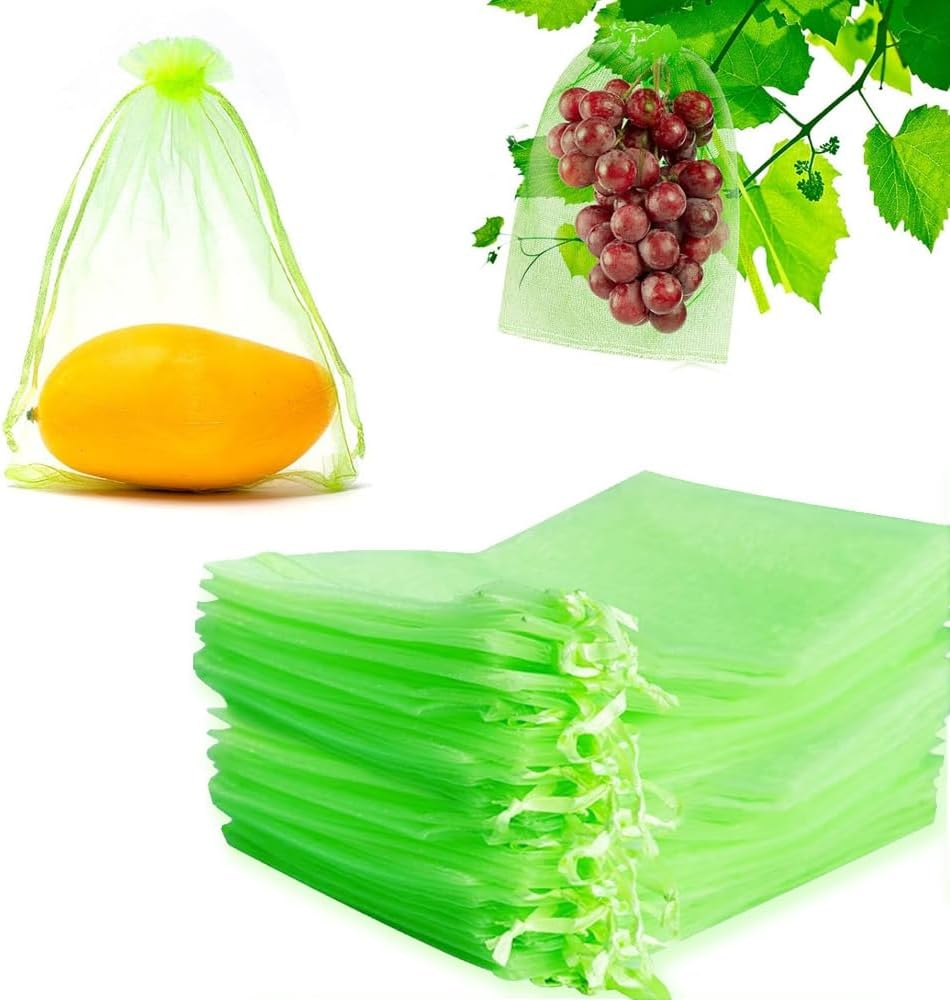 Fruit Protection with Drawstring 100Pcs, Mesh Fruit Protection Bag 15X20Cm, Mesh Garden Protection Bag, from Birds Squirrels image number 2