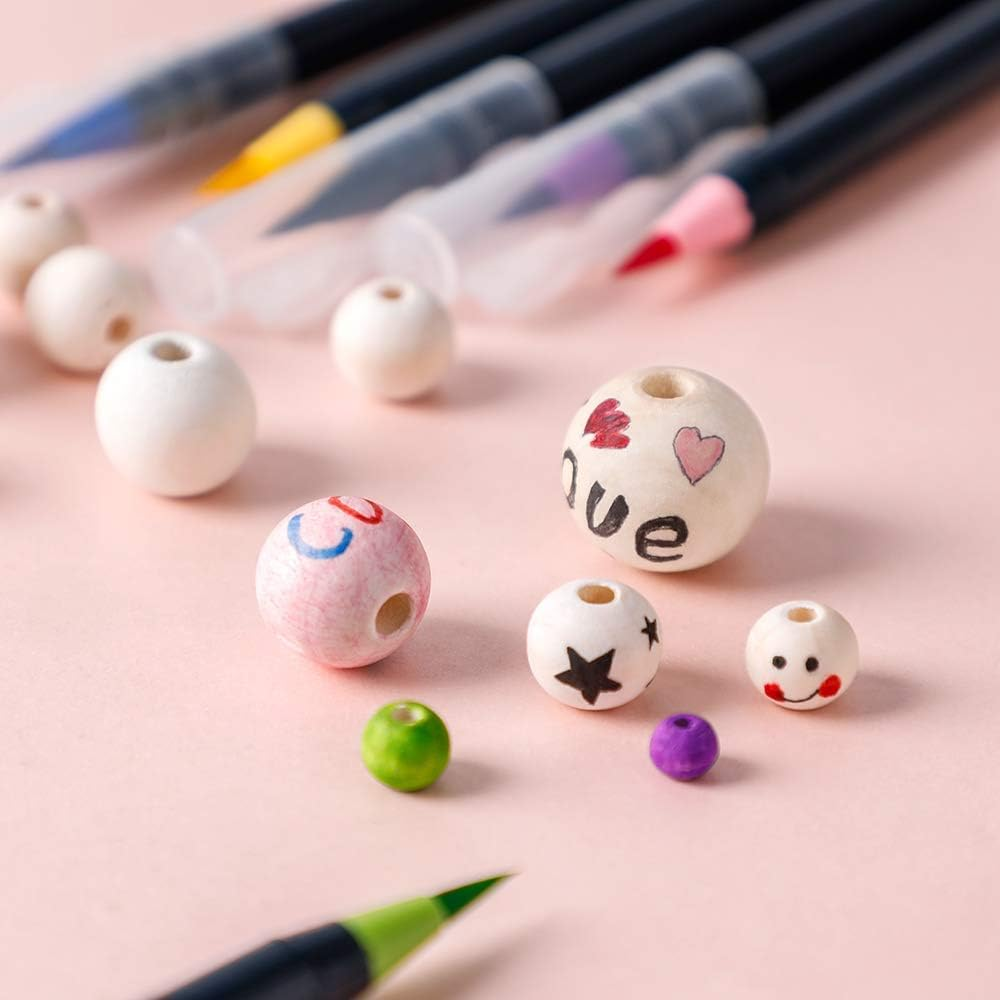 Natural Wood Beads 215Pcs 20Mm Unfinished round Wooden Loose Beads Wood Spacer Beads for Craft Unfinished Wood Beads for Garland Macrame Farmhouse Decor image number 3