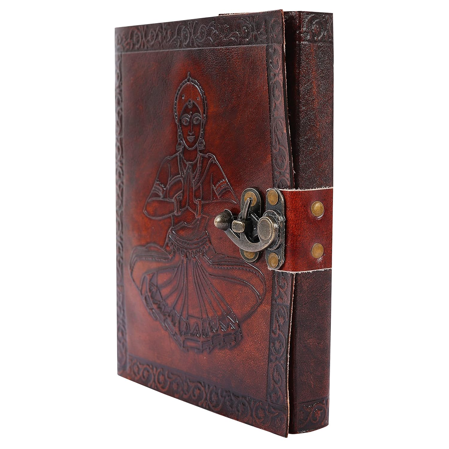 OVERDOSE Bharatnatyam Leather Journal - Handmade Journal for Students, Office Bound Leather Journal for Men & Women | Sketchbook | Notebook Diary - 6 X 8 Inches | 15 X 20 Cm | A5