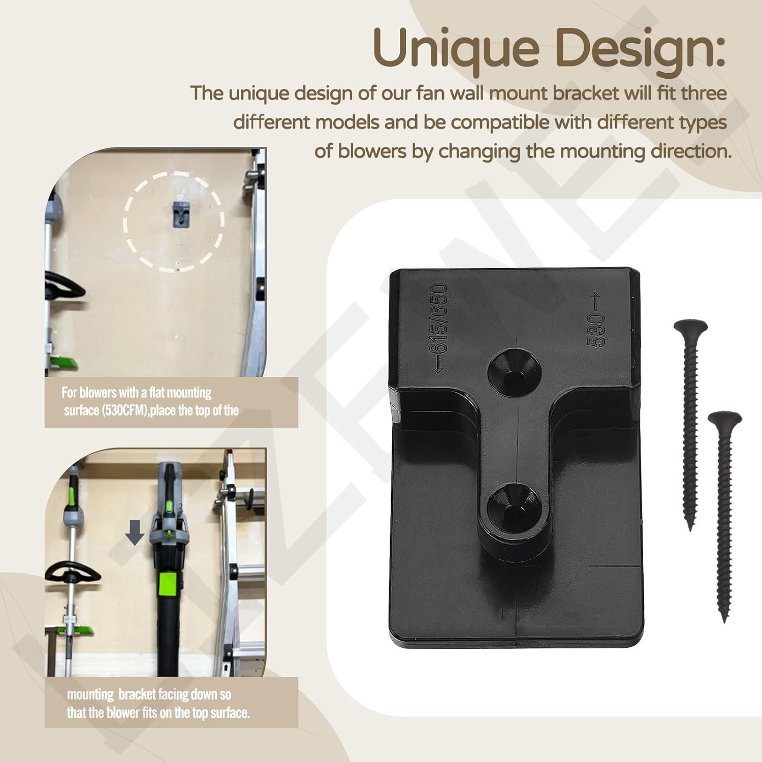 LIZEWEI Blower Wall Mount/Mounting Bracket for EGO Leaf Blower 530, 615, 650, LB5300 Wall Hanger, Plastic Wall Holder Wall Bracket for Hanging Leaf Blower image number 3