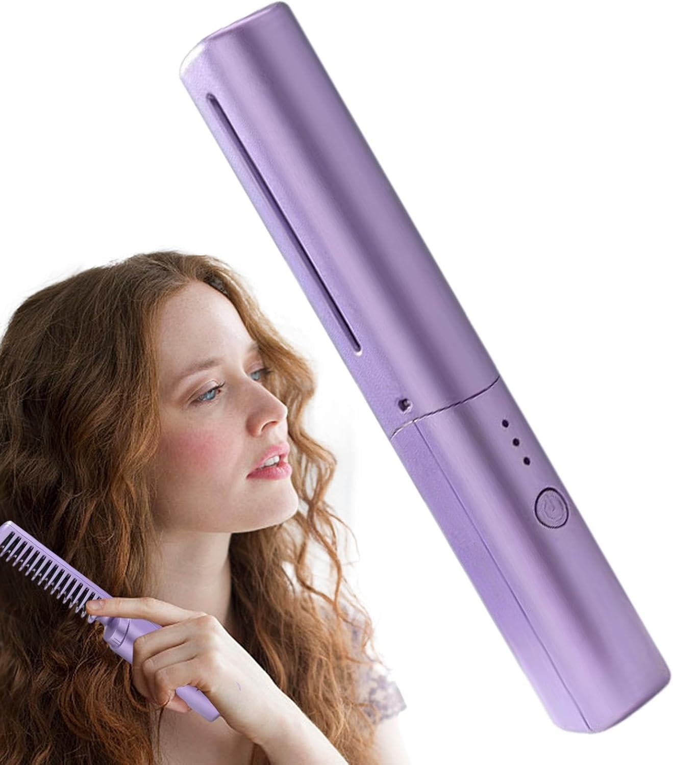 Rechargeable Quick Straightening Brush, Travel Friendly Fast Hair Straightener, Cordless Electric Hairbrush, Lightweight Heated Hairbrush, 3.5Cm/1.37In X 18.5Cm 7.28In for Women