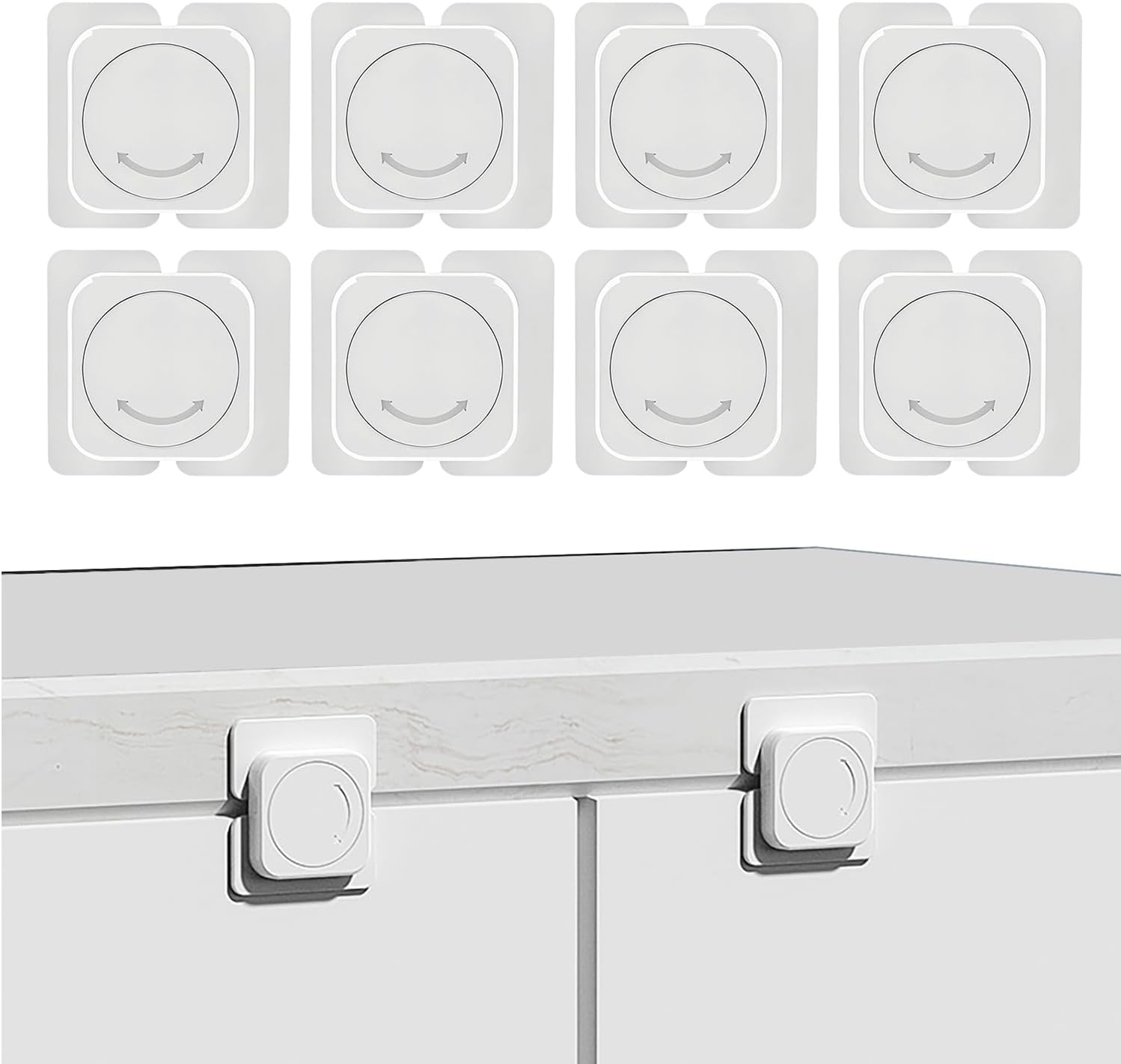 Baby Proof Cupboard Locks 8Pcs Child Safety Locks Child Lock Kitchen Cupboards Closet Drawers Refrigerator Door Safety Strap Locks with Strong and Removable Adhesive Easy Install