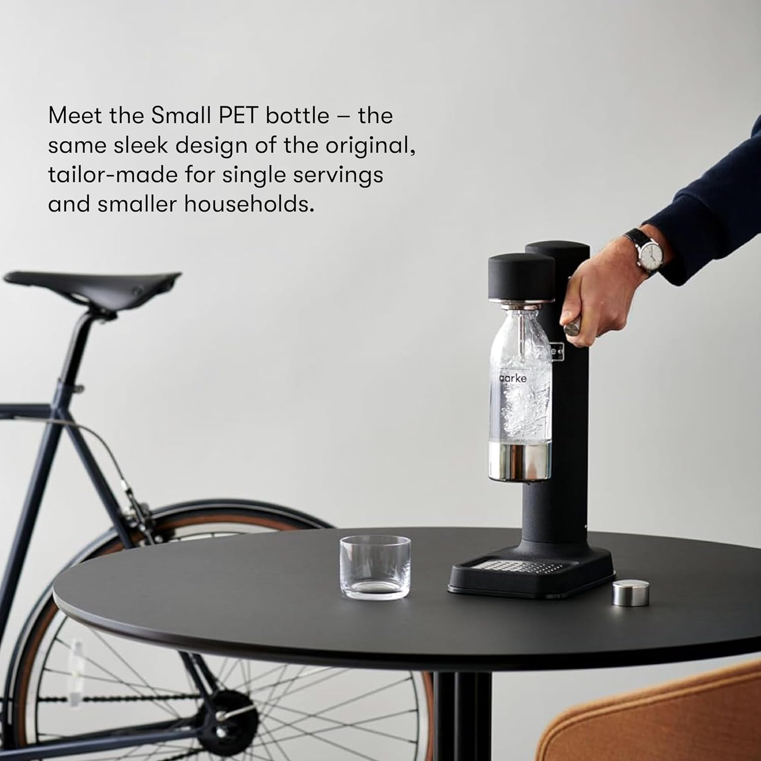 Aarke 2-Pack Small PET Bottle for Sparkling Water Maker Carbonator 3, BPA Free with Details in Steel, 450Ml, AASPB1-STEEL image number 2