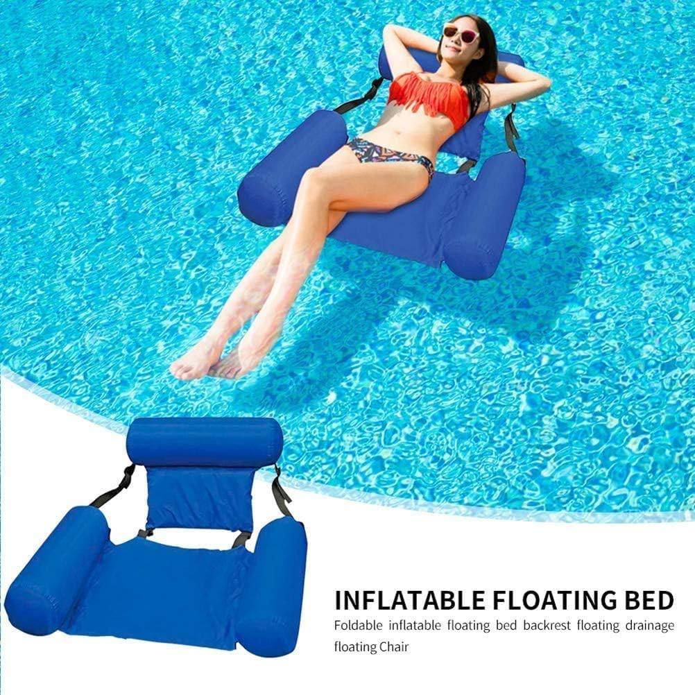 Pool Floating Chair Hammock , Inflatable Water Hammock Swimming Pool Floating Chair, Foldable Dual-Use Fabric Covered U-Seat, Water Play Lounge Chair Floating Bed Sofa image number 5