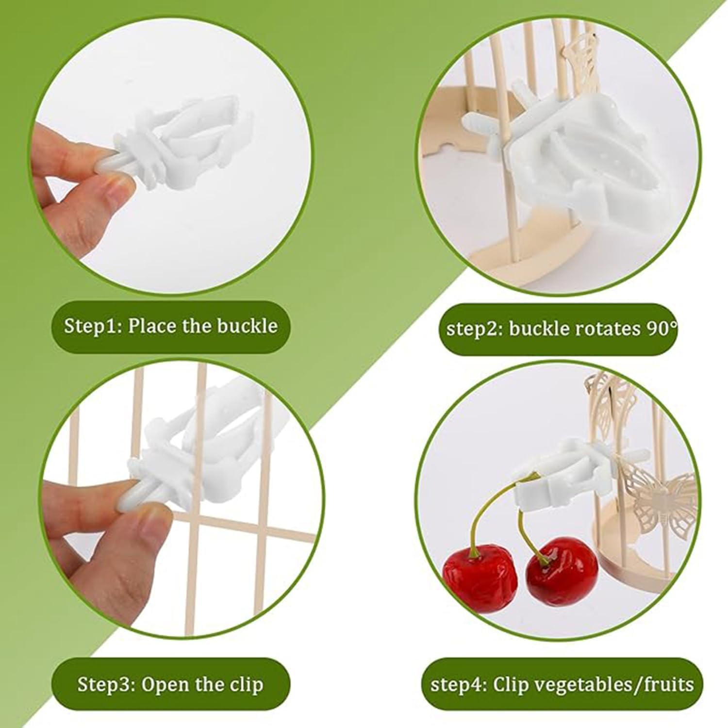 12Pcs Bird Cage Fruit Vegetable Clips, Bird Cage Food Clips, Food Holder, Parrot Fruit Vegitable Bracket, Feeder for Budgie Parakeet Cockatoo Macaw Cockatiel Conure image number 1