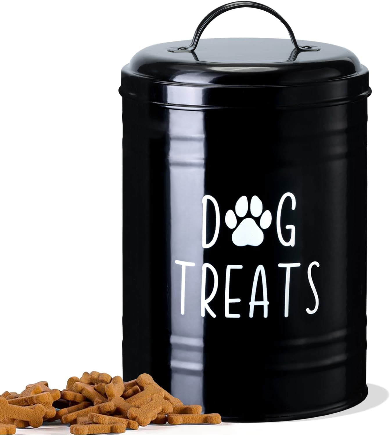 Dog Treat Container Airtight, Dog Treat Jar Set of 2 with Lid - 9X5.5''&7X4'' Metal Dog Cookie Jar for Farmhouse Kitchen Counter, Green Pet Treat Container, Dog Treat Storage Container for Dogs, Cats