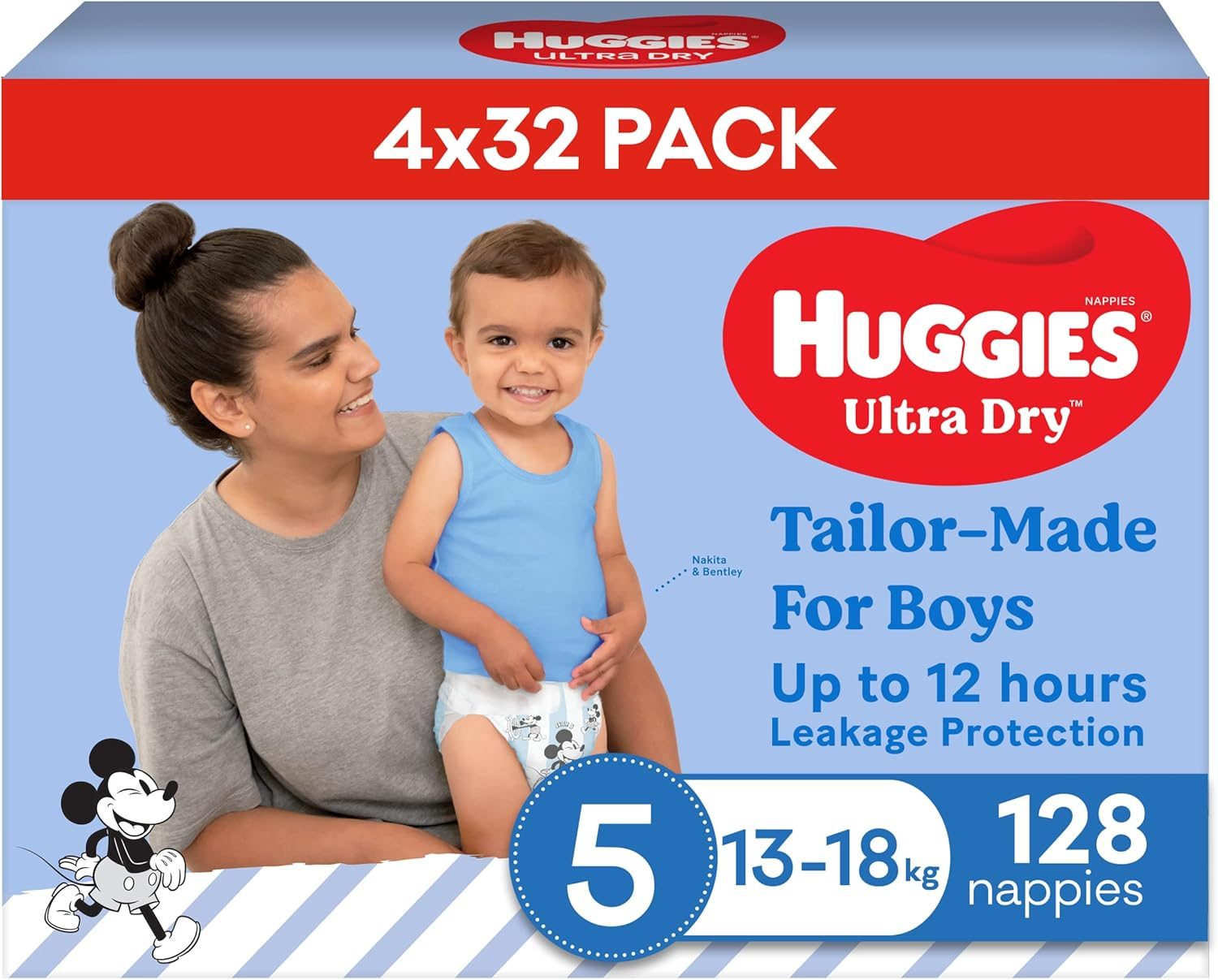 Huggies Ultra Dry Nappies Boys Size 5 (13-18Kg) 128 Count
