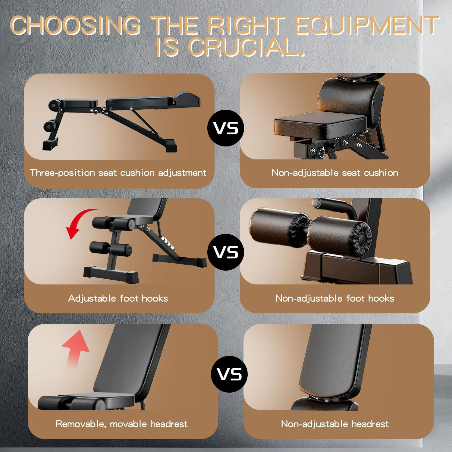 JIQIAO Adjustable Weight Bench - Foldable, Angle-Adjustable (Incline/Decline/Flat) for Bench Press, Dumbbell-Compatible, Compact 265LBS Load Capacity - Home Gym Full-Body Workout