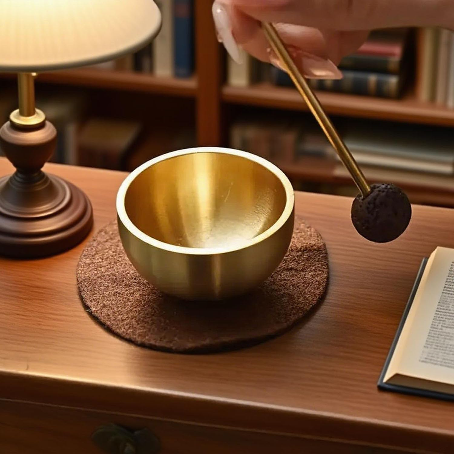 4 Cm Singing Bowl Set,Little Tibetan Singing Bowls Set,Copper Meditation Sound Bowl with Mallet and Mat,Yoga Relaxation Bowl for Meditation, Chakra Healing, Mindfulness & Relaxation image number 2