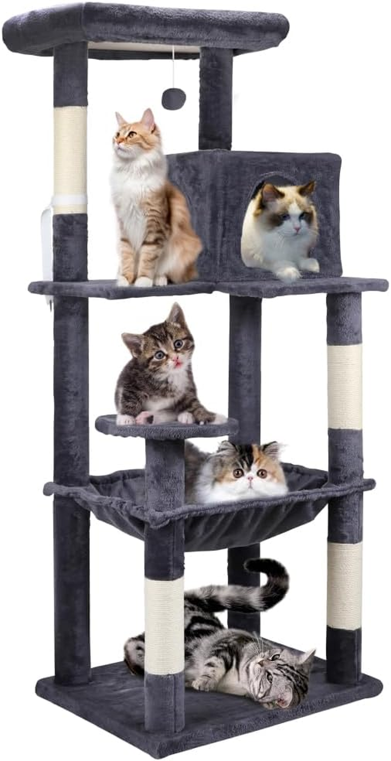 Vaka Pet 110Cm Cat Tree Tower, Multi-Level Cat Scratching Post with Hammock, Condo & Play Ball, Green Cat Furniture for Indoor Cats Activity and Rest image number 6