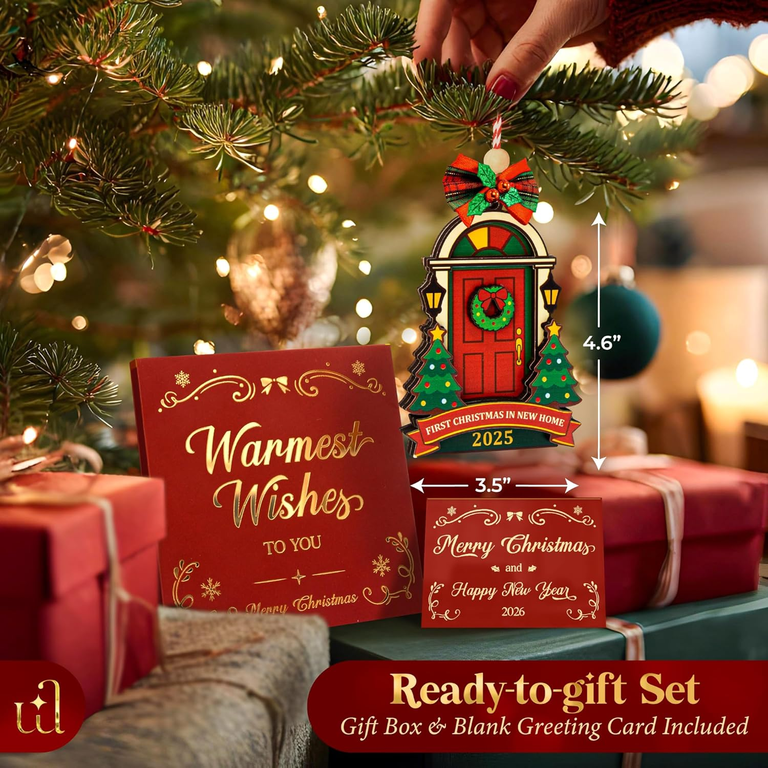 New Home Ornament 2025 - Our First Home Ornament 2025 for Christmas Tree Decorations, Christmas Ornaments New Homeowner Gifts Ideas, House Warming Gifts for Couples - Brown image number 2