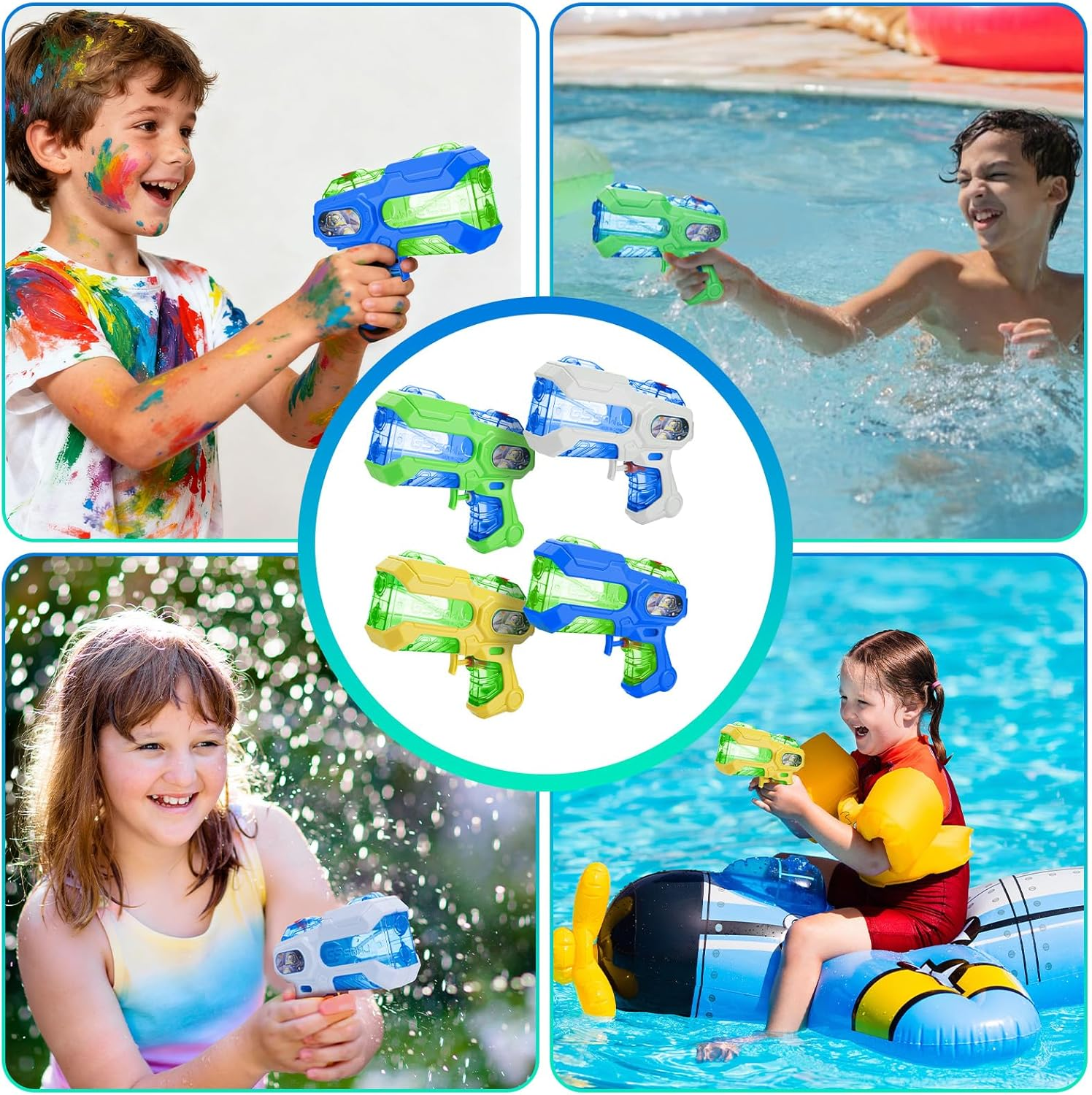 4-Pack Water Guns for Kids, 300Ml Water Pistol Squirt Guns for Boys Girls, Water Blaster Toys for Toddlers, Summer Toys for Outdoor Indoor Swimming Pool Beach Game image number 5