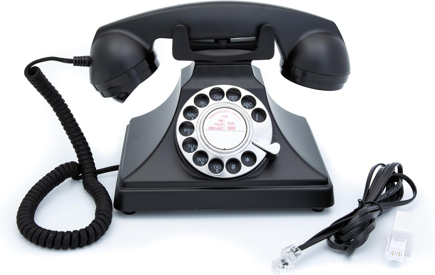 GPO 200 Classic Vintage Phone - Rotary Dial, Cloth Cord, Traditional Bell Ring Tone - Black image number 4