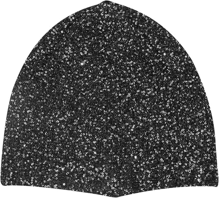 Sequin Knitted Beanie Hat for Women Men Glitter Winter Skull Caps Outdoor Windproof Cold Weather Bonnet