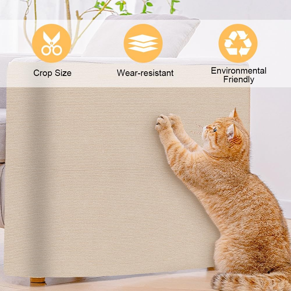 Cat Scratching Boards, Self-Adhesive, 200 X 40 Cm, Cat Scratching Mat, DIY Climbing Cat Scratcher, Scratching Pads for Cats, DIY Cat Scratching Boards, Cat Wall Rug, Scratch-Resistant Sofa Scratching image number 2