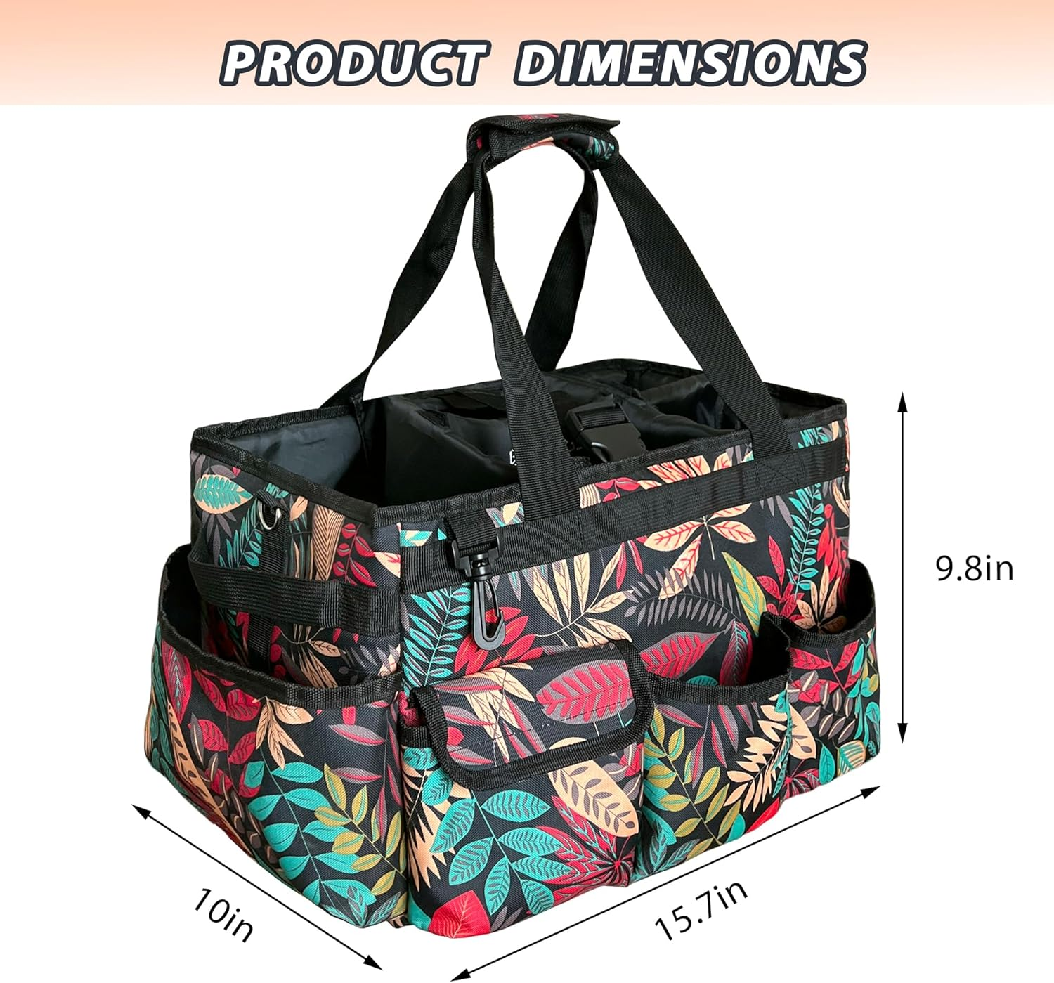 DCY BLUE Cleaning Caddy Organizer with Handle - Large Caddy Bag for House, Car, and Bathroom Cleaning Supplies, Housekeeping Handbag with Adjustable Shoulder Straps (Red) - Black image number 2