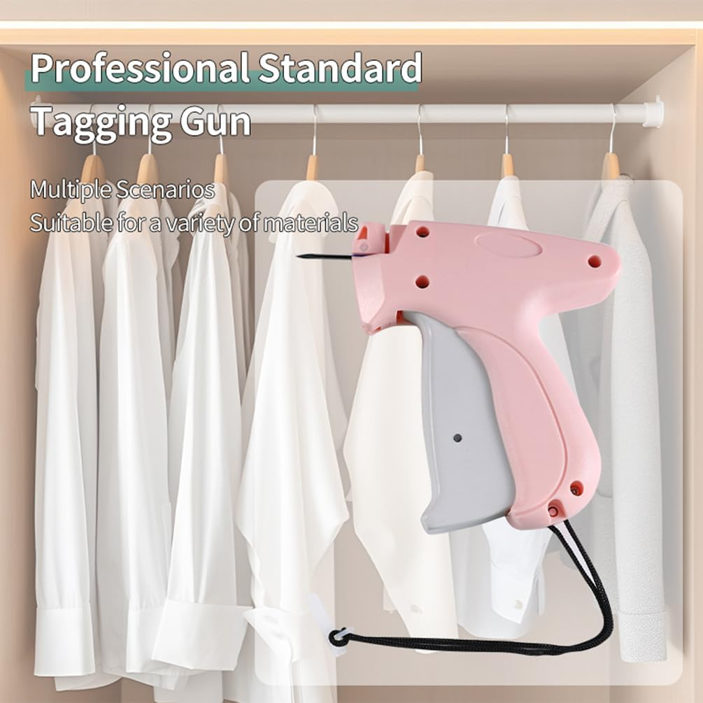 Stitchy Gun for Clothes - Handheld Stitch Gun Quick Clothing Fixer - Mini Stitch Tagging Gun - Includes 5 Needle, 1000 Black Fasteners & 1000 White Fasteners (Pink) image number 2
