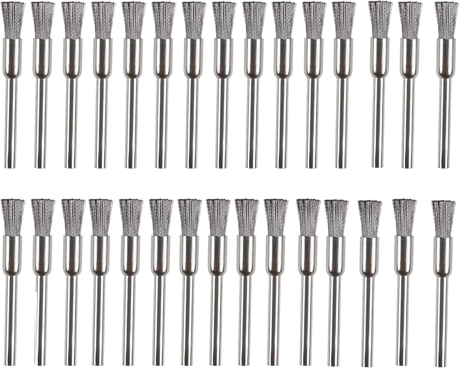 KEWAYO 30Pcs Stainless Steel Wire Brushes 1/5&Prime;(5Mm) X 1/8&Prime;(3Mm) Wire Brush Rust Paint Removal Bits Polishing Rotary Tools image number 3