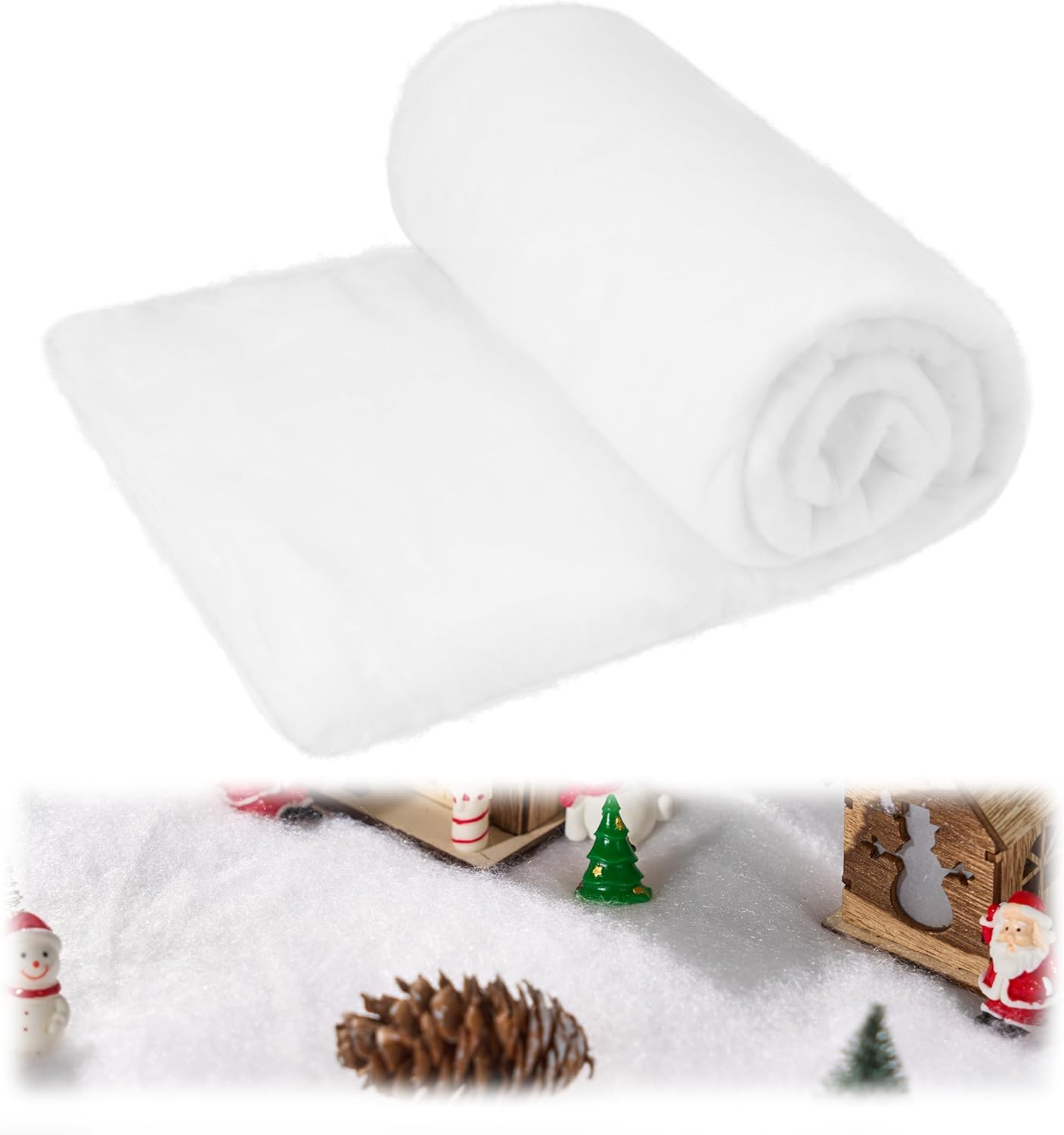 JOYIN 3X8 Ft Christmas Snow Blanket Roll, Thick White Soft and Fluffy Artificial Snow Blankets for Christmas Decor, Holiday Tree Decor, Xmas Home Decoration, and Winter Displays image number 6