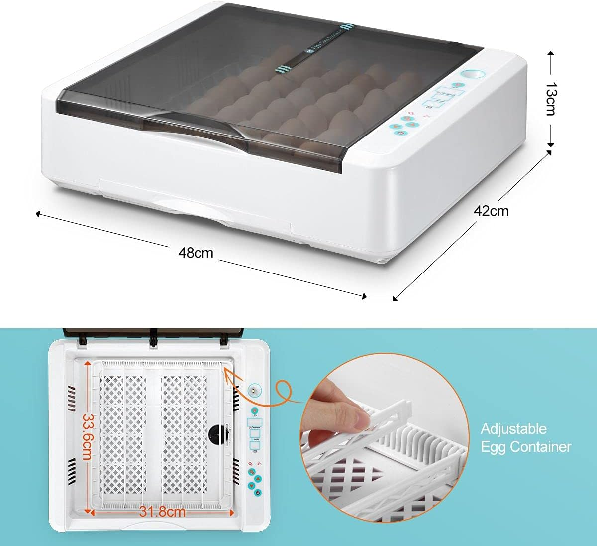 Digital Fully Automatic Egg Incubator 36-120 Eggs Poultry Hatcher Chicken Duck Bird Auto Turning image number 3