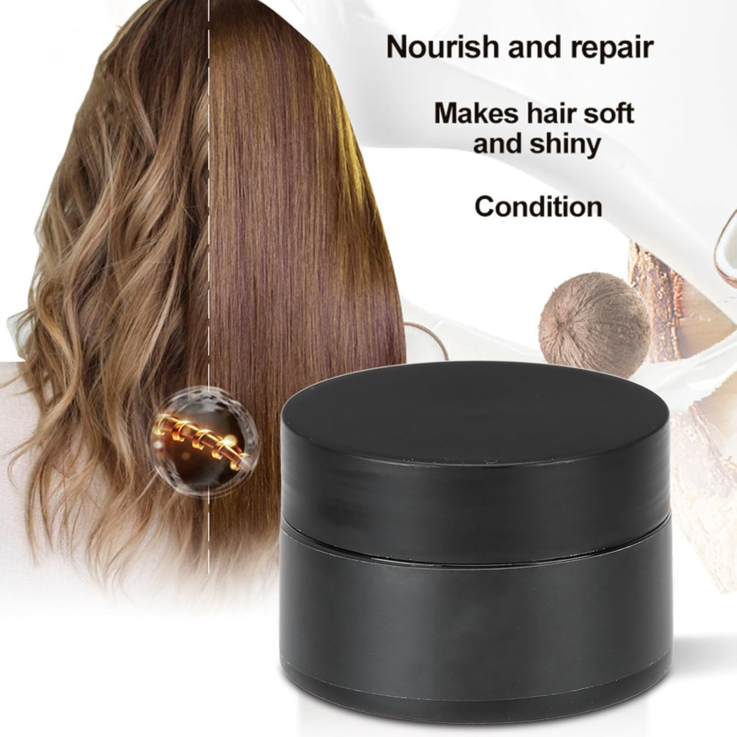 Hair Mask, Hair Mask Steaming Hair Cream Mask Hair Nourishment Coconut Oil Hair Mask for Dry Damaged Hair Repair image number 2