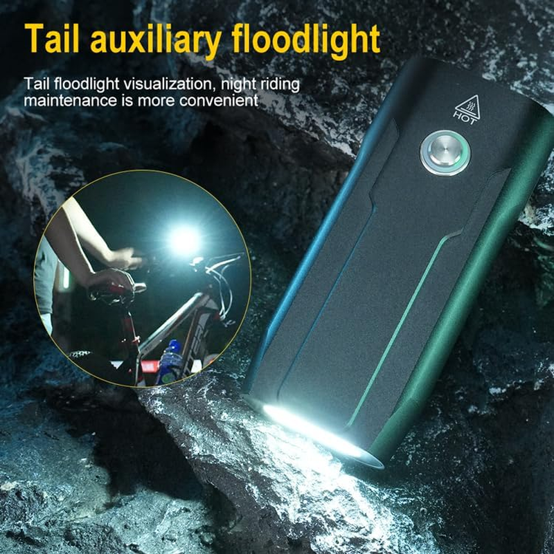 Vortex LD12 Type C USB Aluminum Rechargeable Bike Light Set, 1050 Lumens Super Bright Front and Rear Bicycle LED Road Night Riding Safety High Beam and Low Beam Options Auxiliary Light