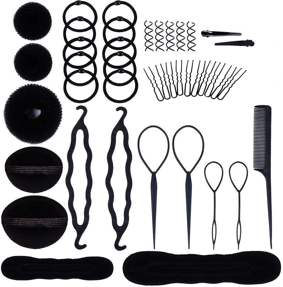 Haobase Hairdressing Accessories, Hairdressing Tools Set Hairstyle Stylized Accessory Hair Girls Sponge Foam Hairclip Braid image number 2