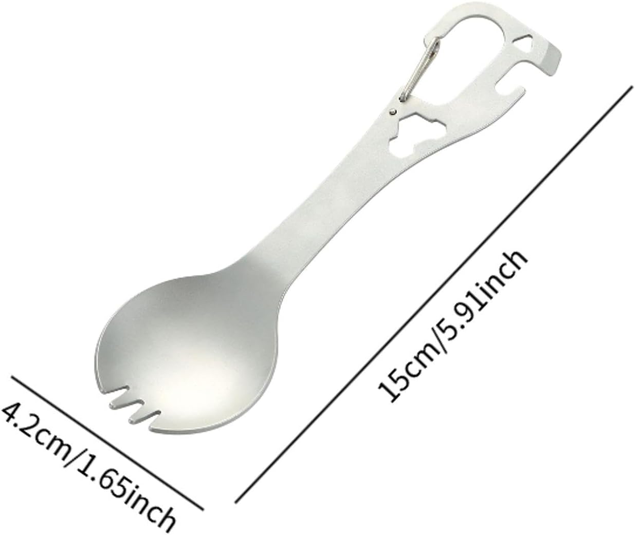 Eigell Camping Fork Spoon Outdoor Gear Can Opener Utensils for BBQ Hiking Fishing, Silver image number 1